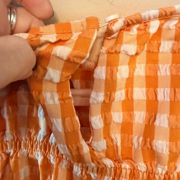 ZARA Orange Gingham Long-Sleeve Cropped Top - Brand - Picture 7 of 7
